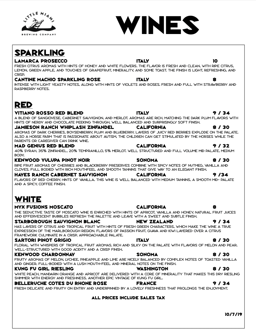 Wine Liquor Little Miami Brewing Company Milford Ohio Wine liquor little miami brewing company milford ohio
